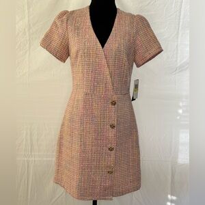 City Studio Pink and Cream Tweed Mini Dress